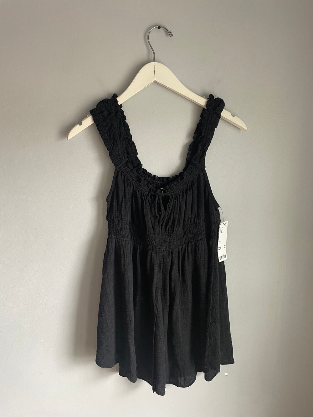 Out from Under Black Mini Babydoll Cottagecore Top Shirt S Dark Fairy Romantic